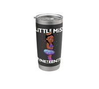 Little Miss Juneteenth Chica Negra Magia Piel Marrón Chicas Vaso térmico de acero inoxidable de doble pared