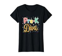 Little Miss Pre-K Diva | Princesa Preescolar Camiseta, Mujer, Negro, XL