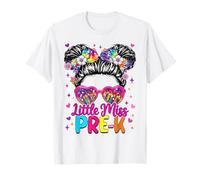 Little Miss Pre-k Moño desordenado primer día de escuela Camiseta
