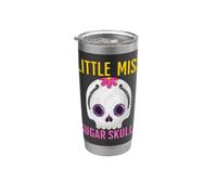 Little Miss Sugar Skull Divertido Niño Niña Chica Mexicana Diversión Vaso térmico de acero inoxidable de doble pared