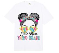 Little Miss Tercer Grado Niñas Volver A La Escuela Moño Desordenado Comfort Colors Adult Heavyweight T-Shirt