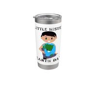 Little Mister Día de la Tierra Niño Divertido Mundo Planeta Divertido Niños Hijo Vaso térmico de acero inoxidable de doble pared