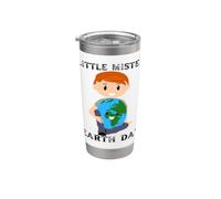Little Mister Día de la Tierra Niño Divertido Mundo Planeta Divertido Niños Hijo Vaso térmico de acero inoxidable de doble pared