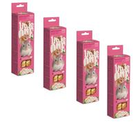 Little One Sticks para hámsters, Ratas, Ratones y jerbos | Paquete de 4 | 4 x 110 g | Alimento complementario para roedores | con arroz inflado y nueces | Clip Desmontable