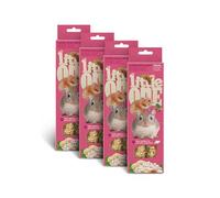 Little One Sticks para hámsters, Ratas, Ratones y jerbos | Paquete de 4 | 4 x 110 g | Alimento complementario para roedores | con arroz inflado y nueces | Clip Desmontable