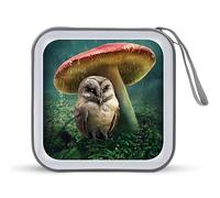 Little Owl And Mushroom - Divertida funda organizadora para CD con capacidad para 40 DVD, para coche, hogar, viajes