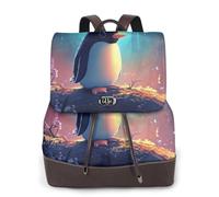 Little Penguins in the flower bed - Mochila de viaje para mujer, mochila casual, mochila de cuero estampada para mujer para el trabajo