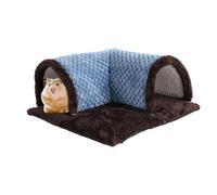 Little Pet Tunnel Nest, Bunny Tubes Bed, 13.78x13.78x5.91 Inches, Winter Warm Small Animal Hideaway, Soft Plush Tube Cage for Rabbits, Guinea Pigs, Hamsters, Gray and Blue