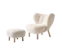 Little Petra VB1 Sillón Piel de Oveja Moonlight/Roble Aceitado In TD1 Puf