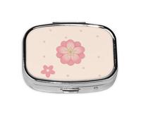 Little Pink Cherry Blossoms - Caja de almacenamiento de pastillas cuadrada de viaje, mini pastillero portátil (pastillero de 2 compartimentos), caja de almacenamiento de medicamentos y vitaminas