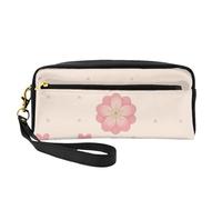 Little Pink Cherry Blossoms - Neceser de maquillaje pequeño, estuche de doble cara de piel sintética