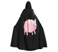 Little Pink Pig Under The Street Light - Capa con capucha de Halloween para hombres y mujeres: capa ligera de poliéster con capucha, perfecta para cosplay, Halloween y fiestas de disfraces