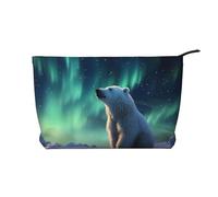 Little Polar Bear - Bolsa de cosméticos de pana con estampado de oso polar, bolsa de almacenamiento impermeable de gran capacidad para artículos de aseo personal, Black, Talla única
