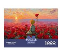 Little Prince Sits Top The Red Roses 1000 Pcs Stabiler Karton Puzzle Rose Boy Lebendige Bilder Kreatives Spiel Puzzles Für Erwachsene Und Kinder 70x50cm/1000pcs