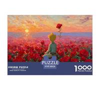 Little Prince Sits Top The Red Roses 1000 Stück Ökopapier Puzzle Rose Boy Lebendige Bilder Kreatives Spiel Puzzles Für Erwachsene Und Kinder 38x26cm/1000pcs