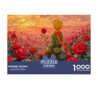 Little Prince Sits Top The Red Roses 1000 Stück Stabiler Karton Puzzle Rose Boy Stressabbau Kreatives Spiel Puzzles Als Wohnaccessoires 38x26cm/1000pcs