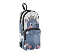 Little Princess Hippo A Crown - Estuche para lápices de gran capacidad con compartimento para estudiantes, bolsa para escuela, organizador de papelería, estuche para lápices, estuche para la escuela,