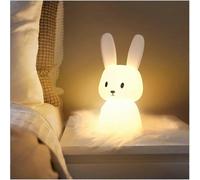 Little rabbit night light, 7 light changes | Click control | USB charging | Timer function | Bedside lamp gift toy for children's room