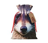 Little Raccoon Face 1 Bolsas de regalo reutilizables para Navidad y festivales, bolsas de embalaje de regalo, bolsas de tela elegantes hechas a mano