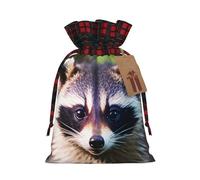 Little Raccoon Face - Bolsa de regalo de Navidad reutilizable con cordón, bolsas de dulces de Navidad para envolver dulces