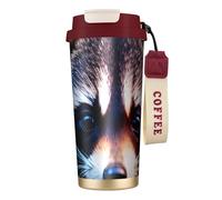 Little Raccoon Face - Botellas de agua aisladas de acero inoxidable para mujeres y hombres con tapa de popote, a prueba de fugas, color rojo