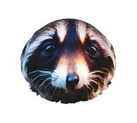 Little Raccoon Face - Gorro de ducha reutilizable para mujer, doble capa impermeable, esencial para el tratamiento del cabello