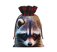 Little Raccoon Face Print - Bolsa de regalo de Navidad reutilizable con cordón para envolver dulces