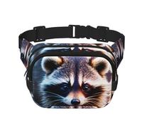 Little Raccoon - Riñonera cuadrada de doble capa con estampado de cara de mapache unisex para viajes y entrenamiento, Negro -, Talla única