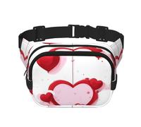 Little Red Heart - Bolso cruzado de moda con estampado de corazón, bolsa de cintura para senderismo, bolsa de hombro cuadrada de doble capa para viajes y fitness