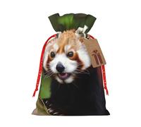 Little Red Panda Animal Christmas Drawstring Bag Burlap Christmas Gift Bags Large Drawstring Gift Bags w/Tag Christmas Wrapping Bags Christmas Candy Bag Reusable Holiday Party Favors Bags S