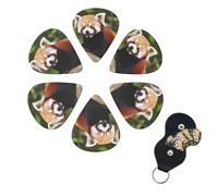 Little Red Panda - Juego de 6 púas de guitarra de celuloide de diferentes grosores con soporte para púas de guitarra, púas de guitarra personalizadas para guitarra acústica, guitarra eléctrica, bajo,