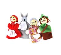 Little Red Riding Hood Christmas Animal Finger Tupet Toy Toy Educational Toys Storytelling Doll Deding Puppets para niños 4 Piezas, títeres