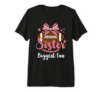 Little Sister Biggest Fan Football Cheer Big Sister Football Camiseta Premium