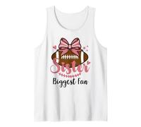 Little Sister Biggest Fan Football Cheer Big Sister Football Camiseta sin Mangas