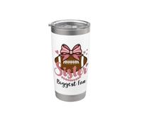 Little Sister Biggest Fan Football Cheer Big Sister Football Vaso térmico de acero inoxidable de doble pared