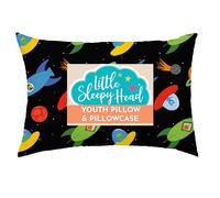 Little Sleepy Head Almohada juvenil con funda de almohada de 16 x 22 pulgadas, almohada suave jumbo para niños pequeños y funda de almohada hipoalergénica, almohada de viaje perfecta para niños (Space