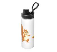 Little Squirrel Catching The Frisbee - Botella de agua aislada a granel de 18 onzas, acero inoxidable con tapa para adultos. Ideal para uso diario y actividades al aire libre