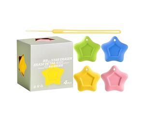 Little Star Borradores - Juego de 4 útiles escolares - Lindo borrador de lápiz | para estudiantes, profesores, artistas, dibujantes, oficina en casa, aula, examen, estudio, biblioteca, tarea