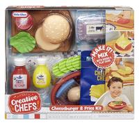 Little Tikes Creative Chefs Cheeseburger and Fries Kit - Viene con Make It Mix y 22 Accesorios Realistas, Juego de Cocina de Simulación, NO Comestible, Adecuado para Niños y Niñas Mayores de 3 Años