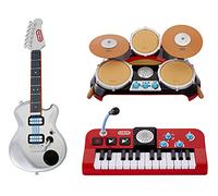 Little Tikes My Real Jam Mi primer set para conciertos, Guitarra eléctrica, batería y teclado con fundas, 4 modos de reproducción, control de volumen, conectividad Bluetooth, Edad: 3+ años