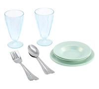 Little Tikes Sweet Spaces Dishware Set - Set de platos, vasos y accesorios en tono verde agua, ideal para escenarios de simulación de la hora de comer a partir de 3 años