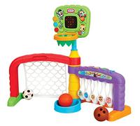 Little Tikes Zona Deportiva 3-en-1 para Niños Baloncesto, Fútbol y Bolos, Horas de Juego Activo, Desarrolla el Equilibrio y la Coordinación, Edad: de 9 Meses a 3 Años