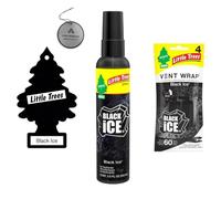 Little Trees Black Ice Vent Wrap pack of 4, 1 Bottle Black Ice Spray, 6 Hanging Tree For Home, Trucks, RV, Van or car AHSR Products bundle Y