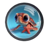 Little Turtle and Starfish - Juego de 4 pomos decorativos para gabinetes de cocina, cajones y cajones