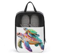 Little Turtle Riding on The Back - Bolsa de zapatos de tortuga marina para adultos, para viajes, uso diario, bolsa de almacenamiento antipolvo para zapatos de golf
