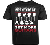 Little Voices in My Head Keep Telling Get More Guitars New Men's Shirt Cool Tees Mens T Shirt 100% Cotton T-Shirt Black M