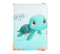Little Watercolor Dragon - Soporte de cuero para pasaporte de viaje familiar, impermeable, para dinero y tarjetas, organizador de viaje para mujer, Little Turtle in the Sea, Talla única, Moda