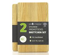 Little Wood - Tabla de desayuno de madera, perfecta como tabla de cortar y pan, madera de roble sostenible con certificado FSC, tabla de madera ideal para la cocina (juego de 2)