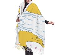 Little Yellow Duck - Bufanda con flecos de cachemira, bufanda de moda para mujer, chal de cabeza, bufanda larga, ideal para otoño e invierno