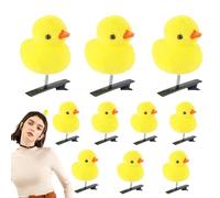 Little Yellow Duck Hairpin - 10 Juego de horquillas de pato amarillo, horquilla de peluche de dibujos animados | Divertido juego de pinzas para el cabello de peluche de pato